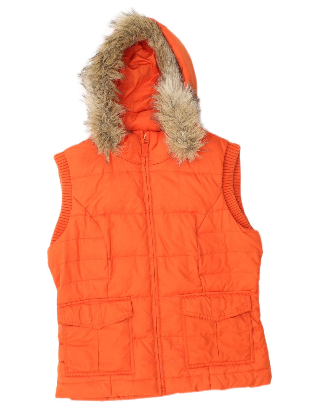 S.OLIVER Gilet rembourré à capuche pour femme UK 14 Orange moyen Polyester