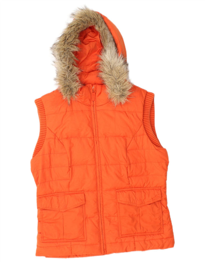 S.OLIVER Gilet rembourré à capuche pour femme UK 14 Orange moyen Polyester