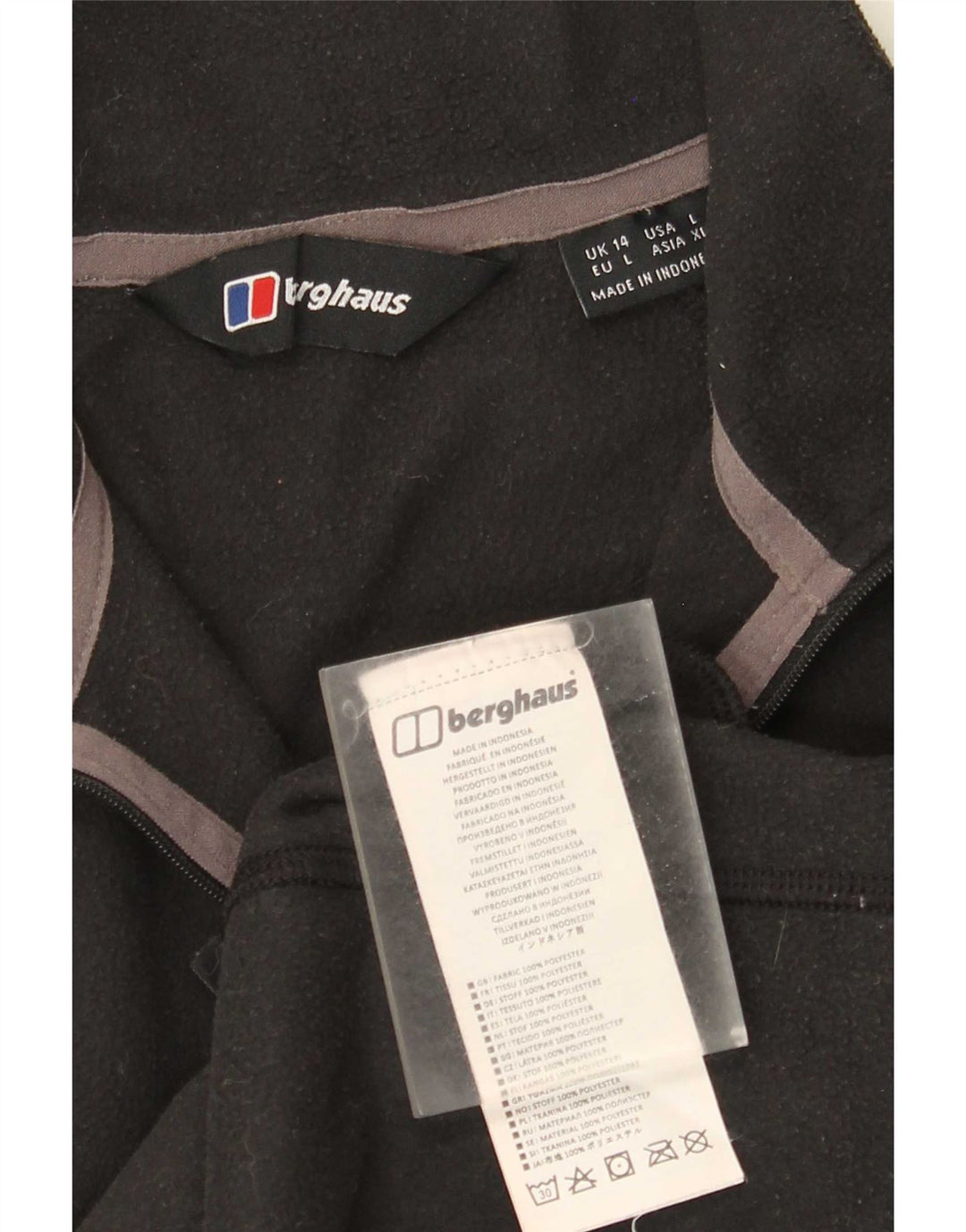 Berghaus Pull polaire à col zippé pour femme UK 14 Large Noir Polyester