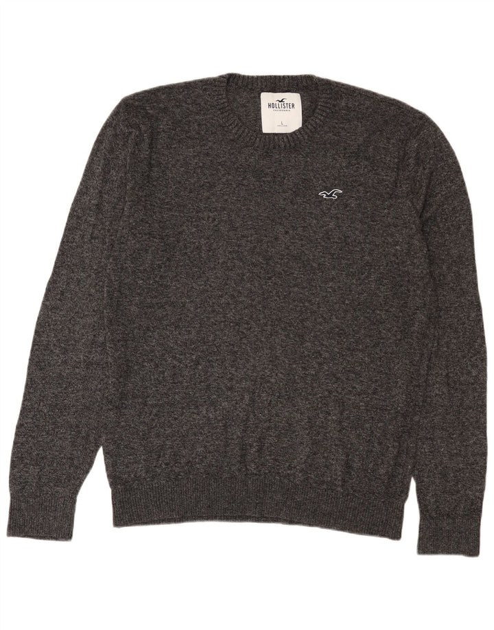 Hollister Pull ras du cou pour homme, grand, gris moucheté