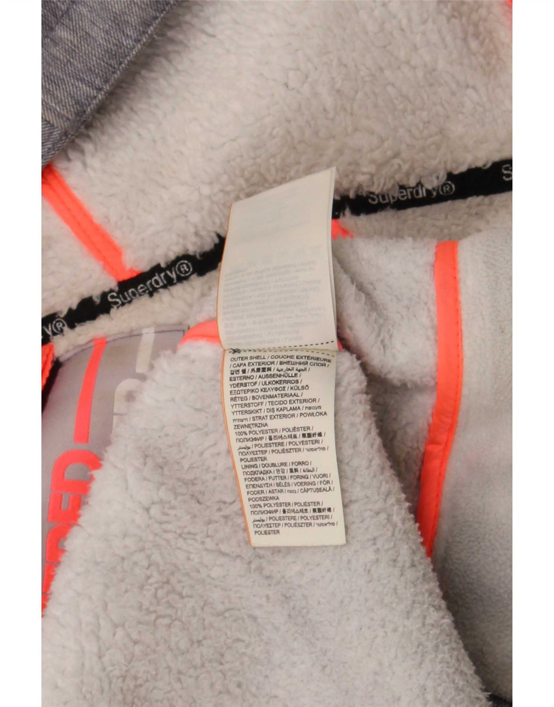 Superdry Veste coupe-vent à capuche pour femme UK 16 Large Gris Polyester