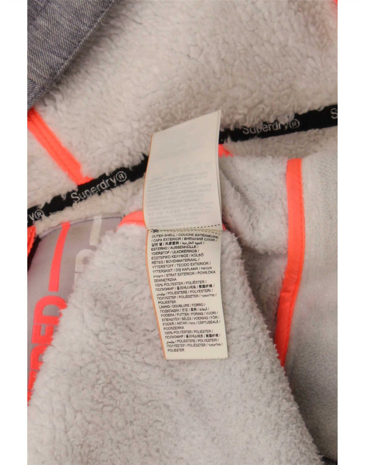 Superdry Veste coupe-vent à capuche pour femme UK 16 Large Gris Polyester