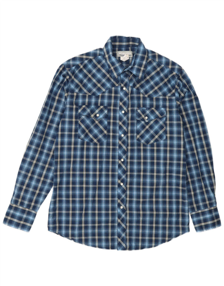 Wrangler Chemise en flanelle pour homme en coton à carreaux bleu marine moyen