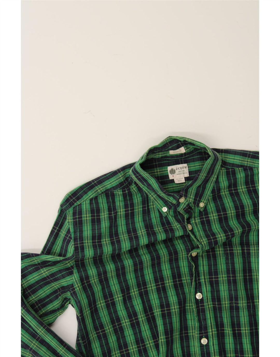 J. CREW Mens Traditional Fit Flannel Shirt Medium Green Check Cotton Vintage J. Crew and Second-Hand J. Crew from Messina Hembry 