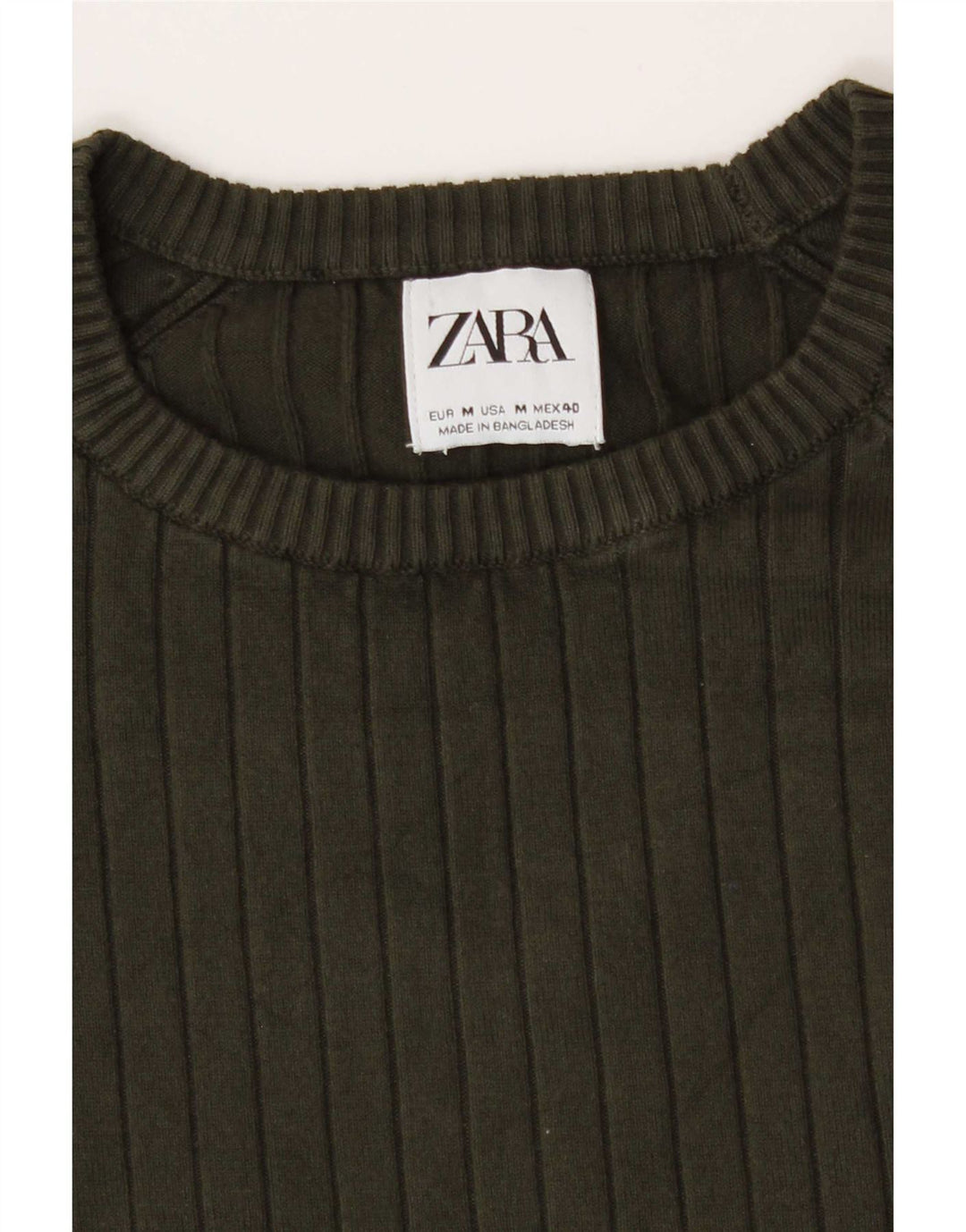 Zara Pull Col Ras Du Cou Homme Kaki Moyen