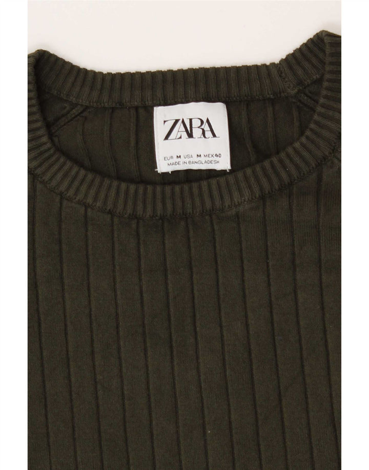 Zara Pull Col Ras Du Cou Homme Kaki Moyen