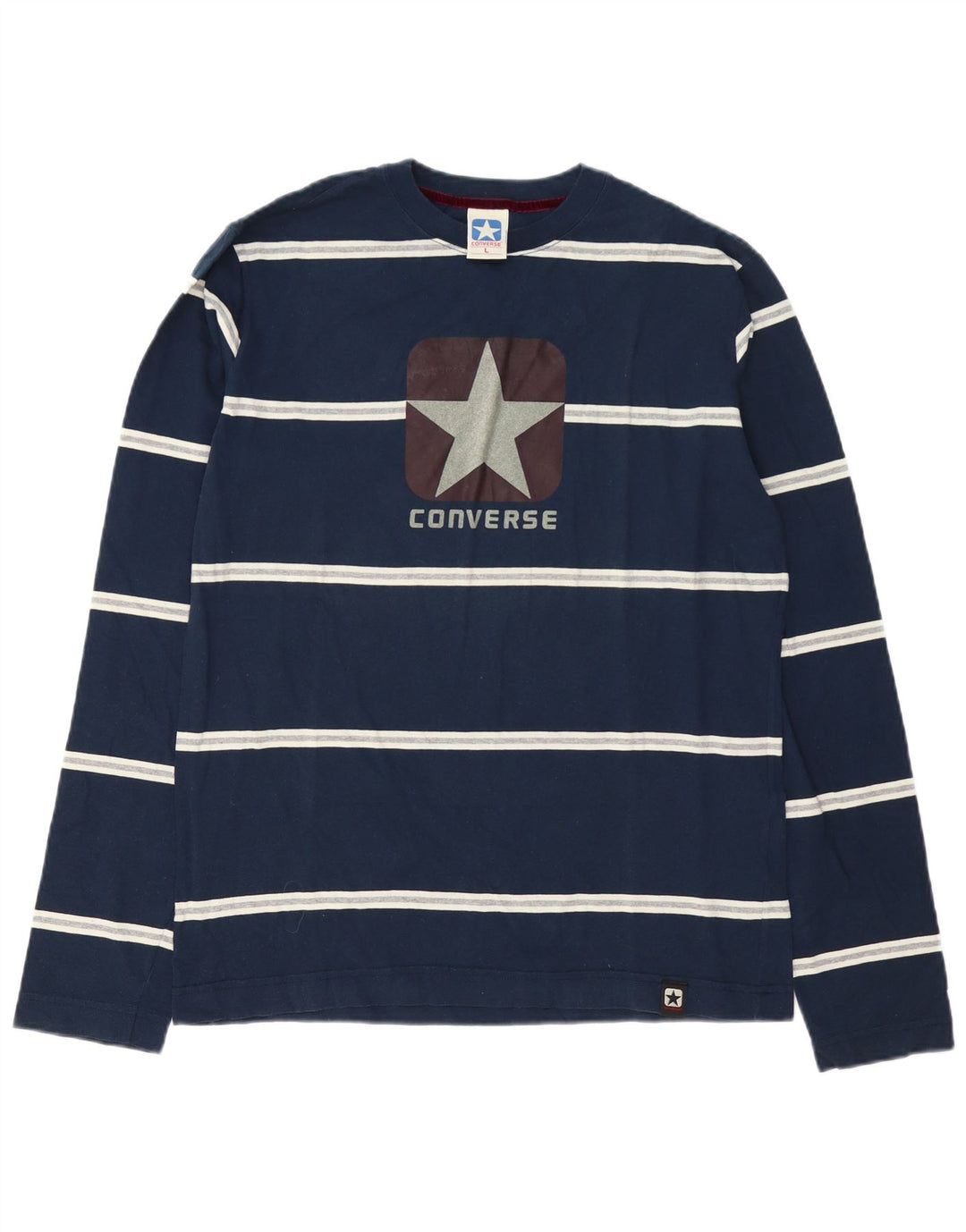 Converse Haut graphique à manches longues pour homme en coton rayé bleu marine