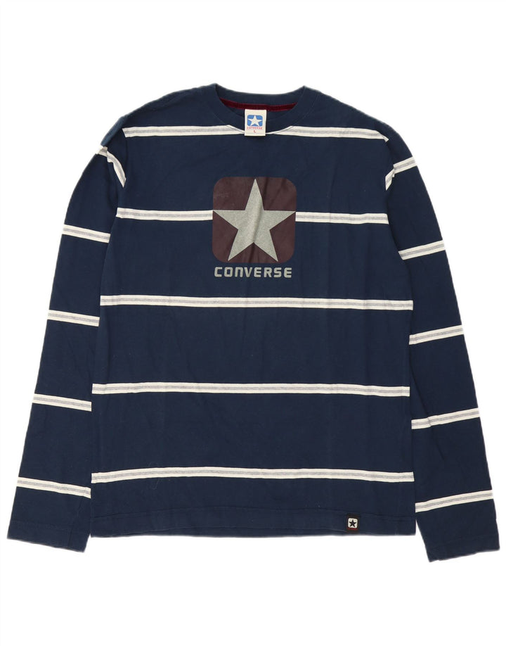 Converse Haut graphique à manches longues pour homme en coton rayé bleu marine
