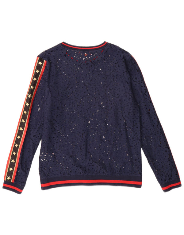 Superdry Haut graphique surdimensionné à manches longues pour femme UK 10 Small Bleu marine