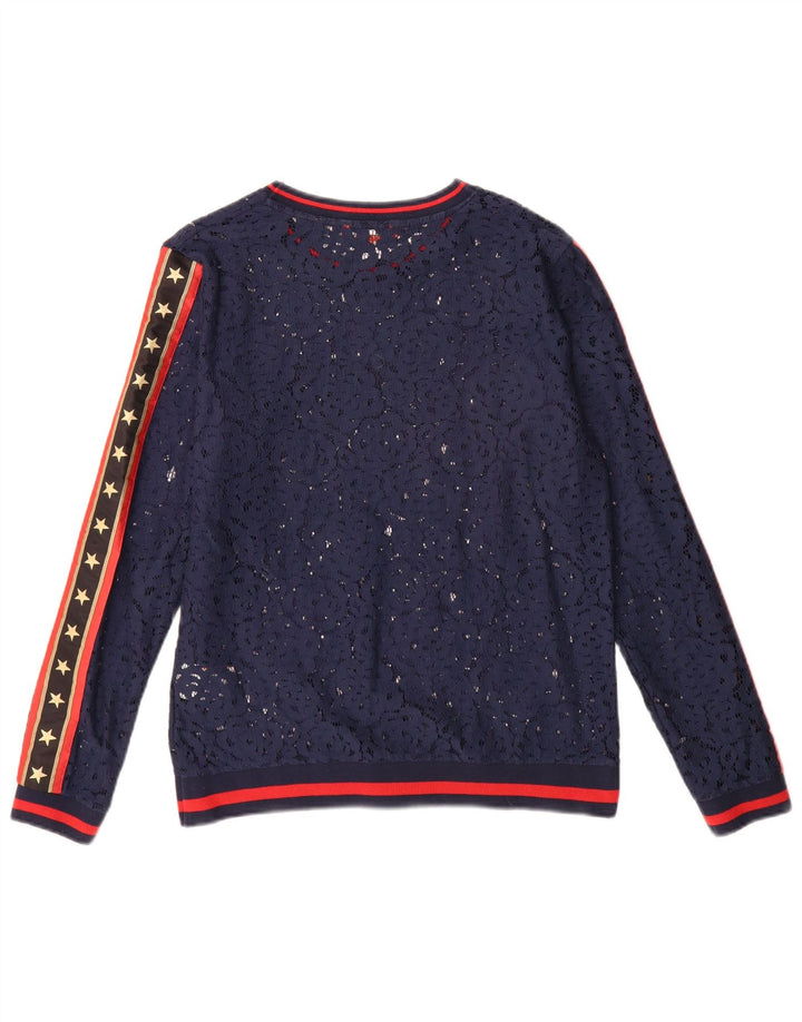 Superdry Haut graphique surdimensionné à manches longues pour femme UK 10 Small Bleu marine