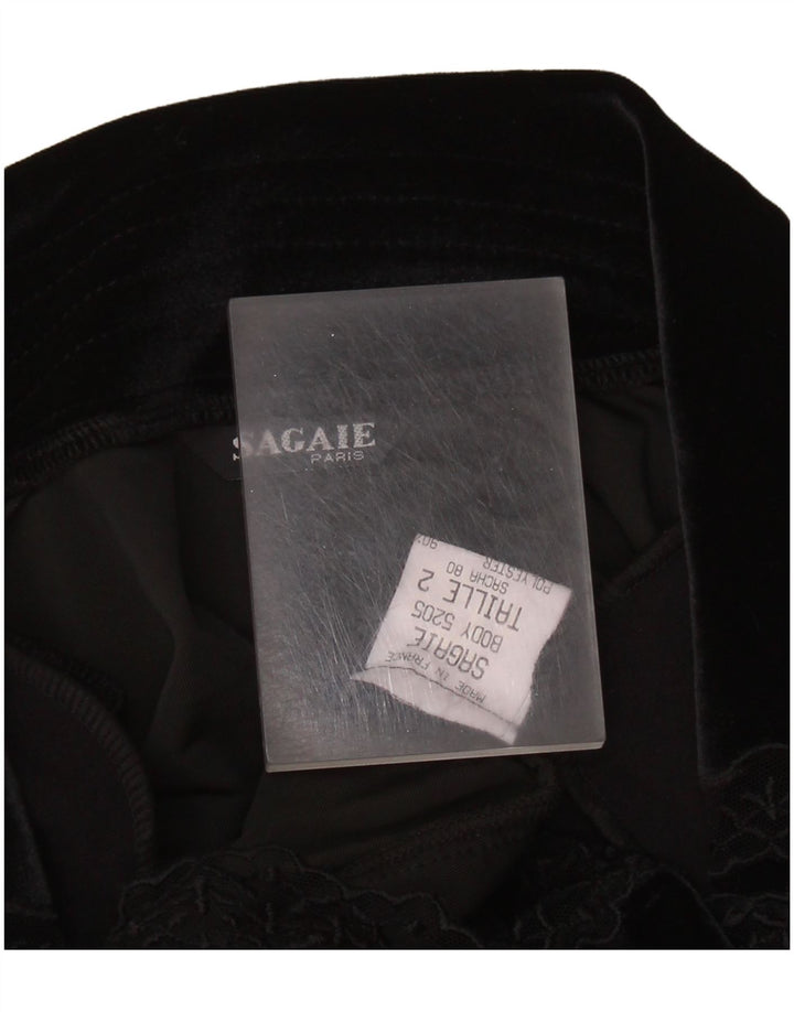 SAGAIE Body en Velours à Manches Longues pour Femme UK 12 Polyester Noir Moyen