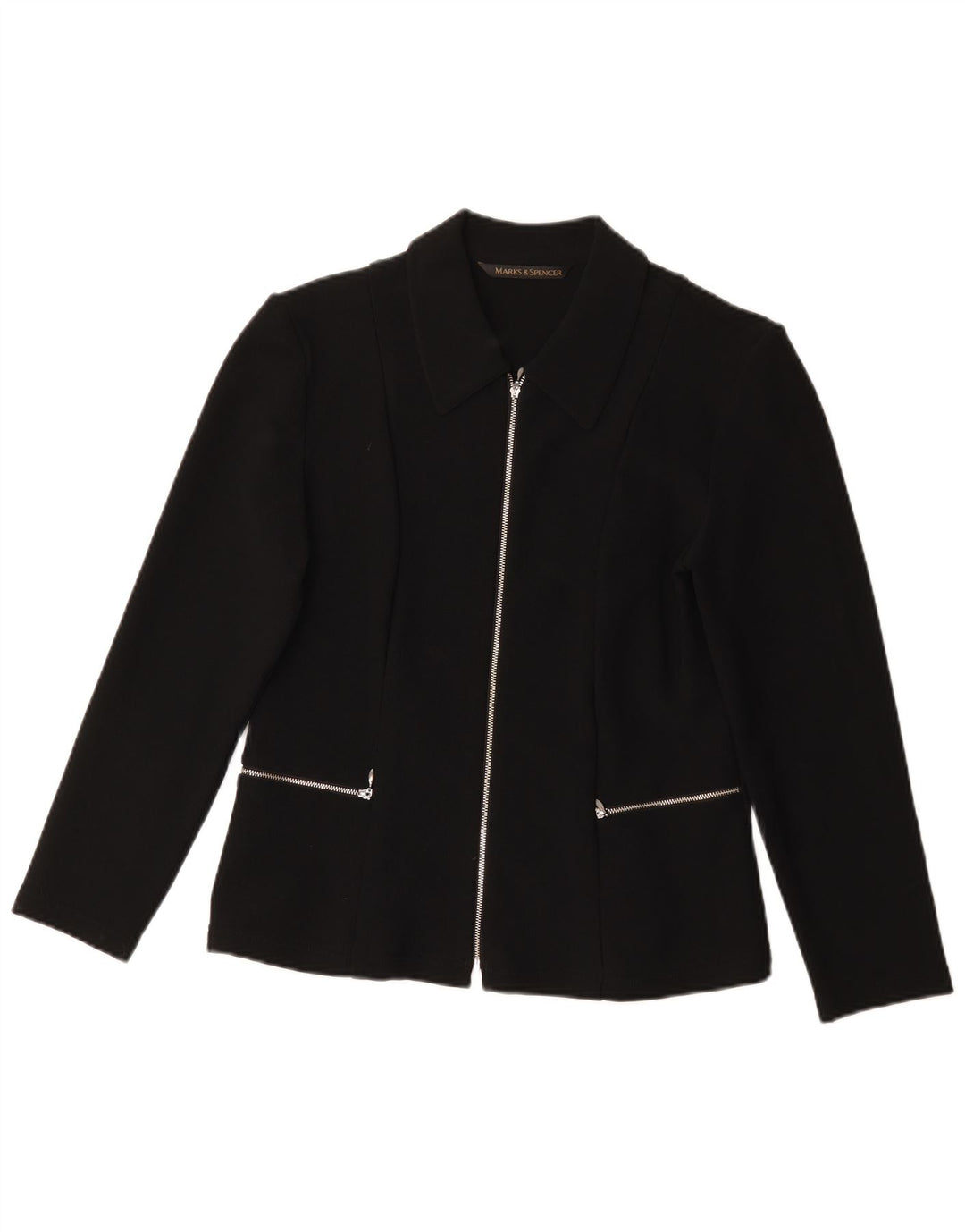 Marks & Spencer Veste blazer zippée pour femme UK 14 Medium Black Nylon