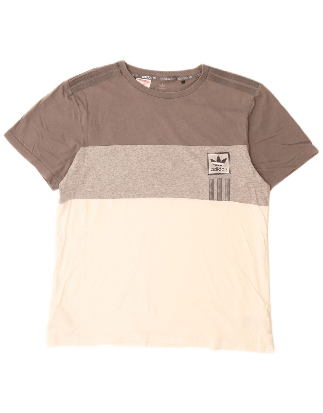 Adidas T-Shirt Top Garçon 15-16 ans Gris Colorblock Coton