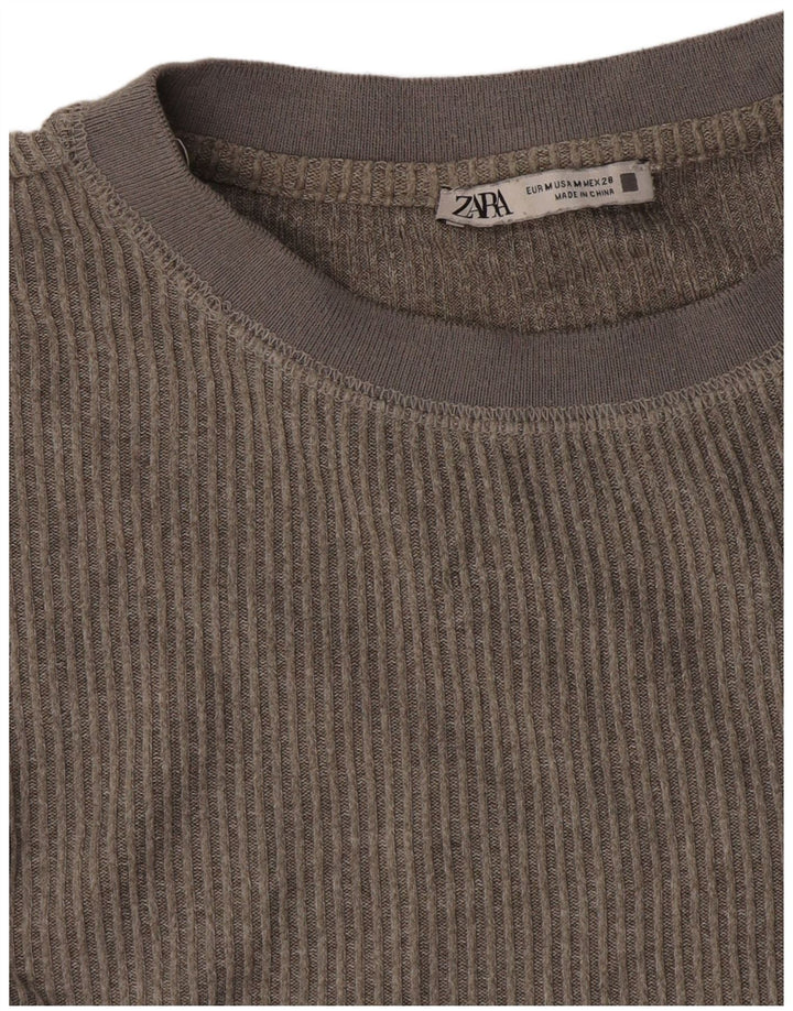 Zara Femme Top Manches Longues UK 14 Gris Moyen