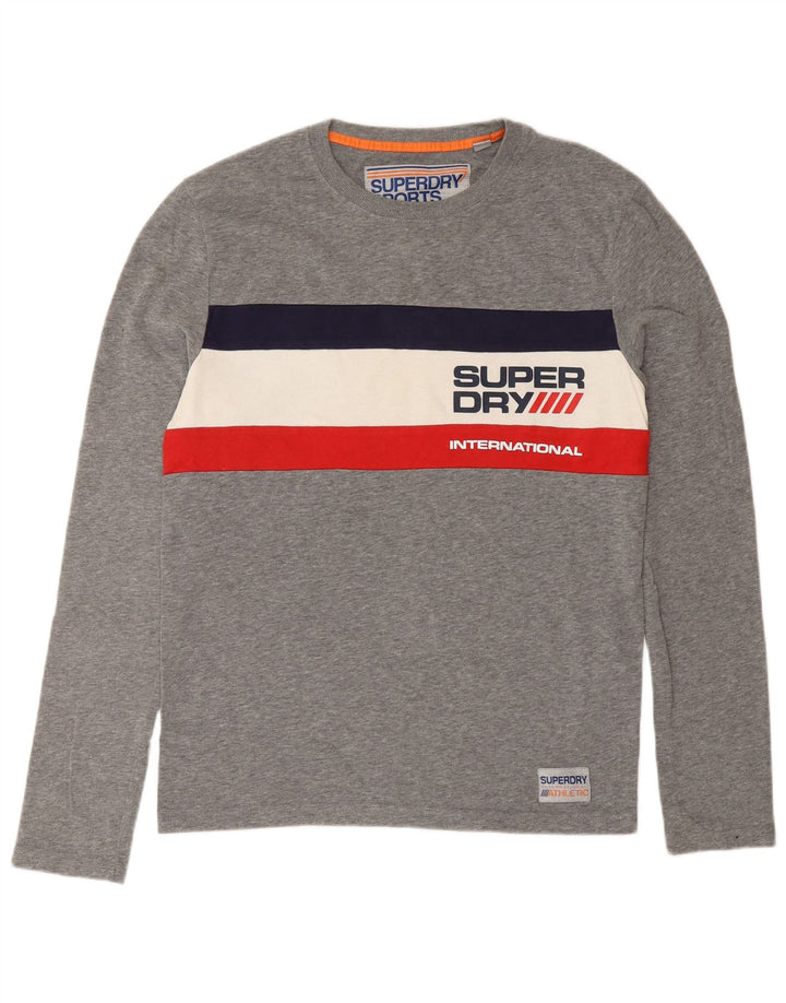 Superdry Haut Graphique à Manches Longues pour Homme en Coton Colorblock Gris Petit