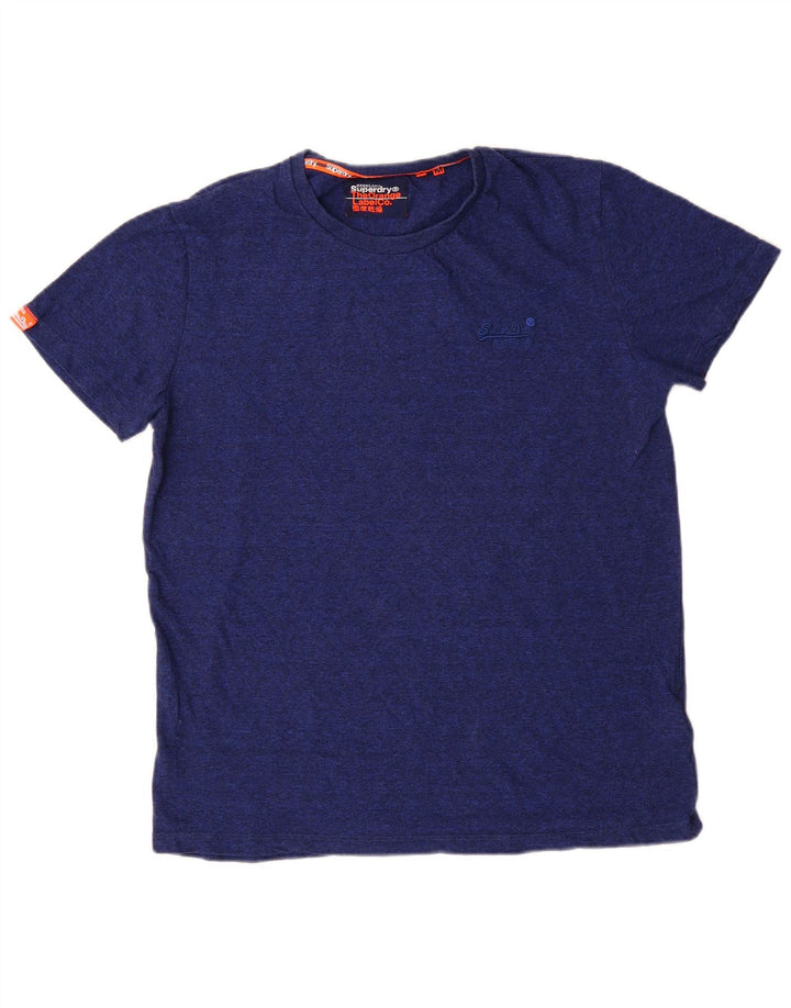 Superdry Homme T-Shirt Top Bleu Marine Moucheté Coton
