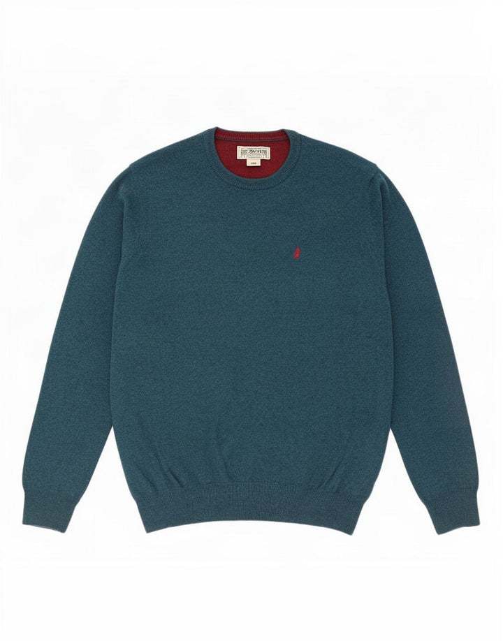 Marlboro Classics Pull à col rond pour homme en laine bleue Taille L
