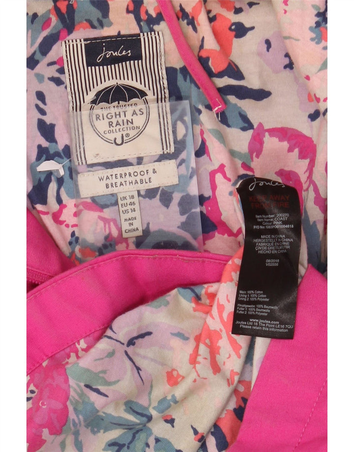 JOULES Veste de pluie à capuche pour femme UK 18 XL Rose Coton