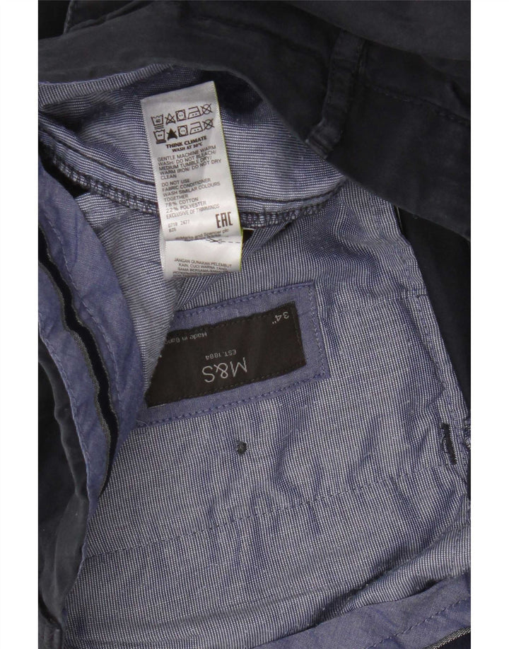 Marks & Spencer Short Chino Homme W34 Large Bleu Marine Coton