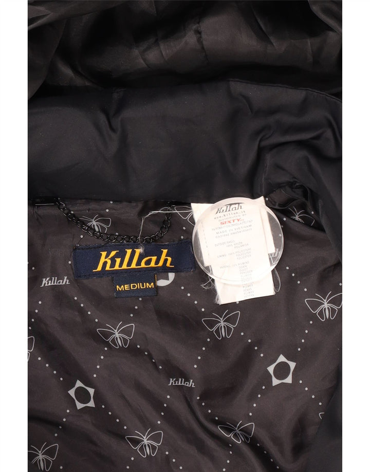 Killah Veste matelassée à capuche pour femme UK 14 Medium Black Nylon