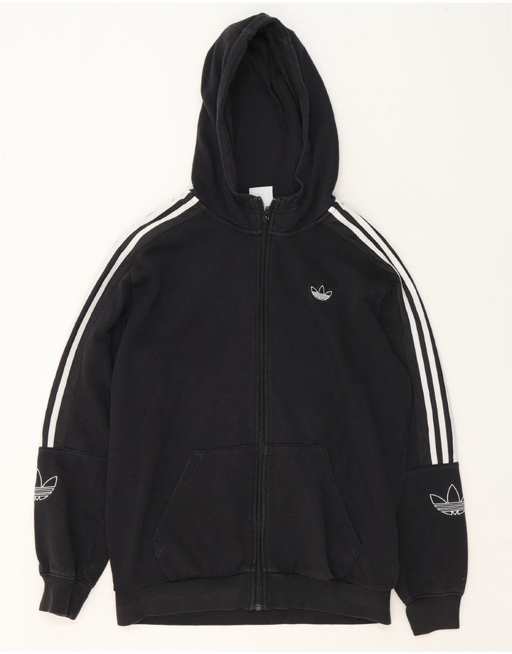 ADIDAS Pull à capuche zippé pour homme en coton noir moyen
