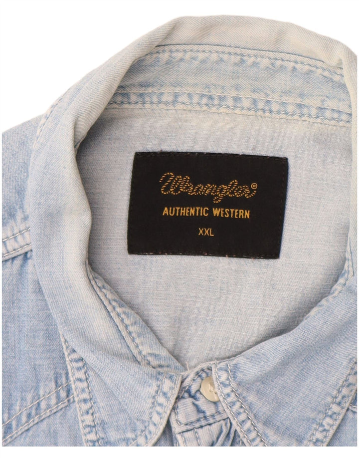WRANGLER Chemise en jean à manches courtes pour homme 2XL Bleu