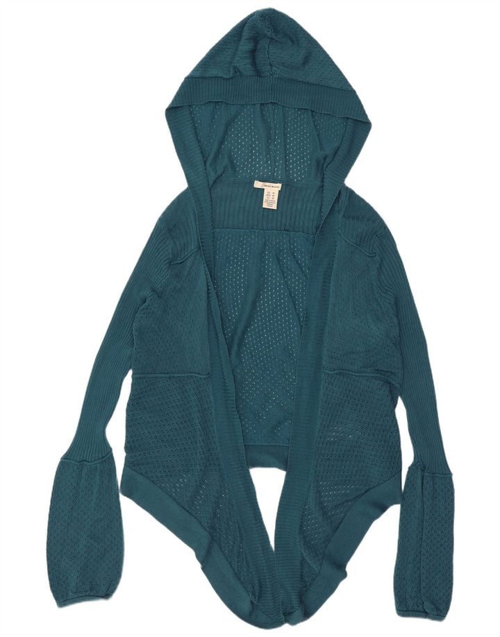 Dkny Cardigan ouvert à capuche court pour femme UK 14 en coton bleu moyen