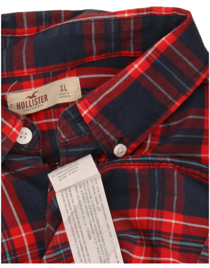 HOLLISTER Chemise en flanelle XL bleu marine à carreaux en coton pour homme