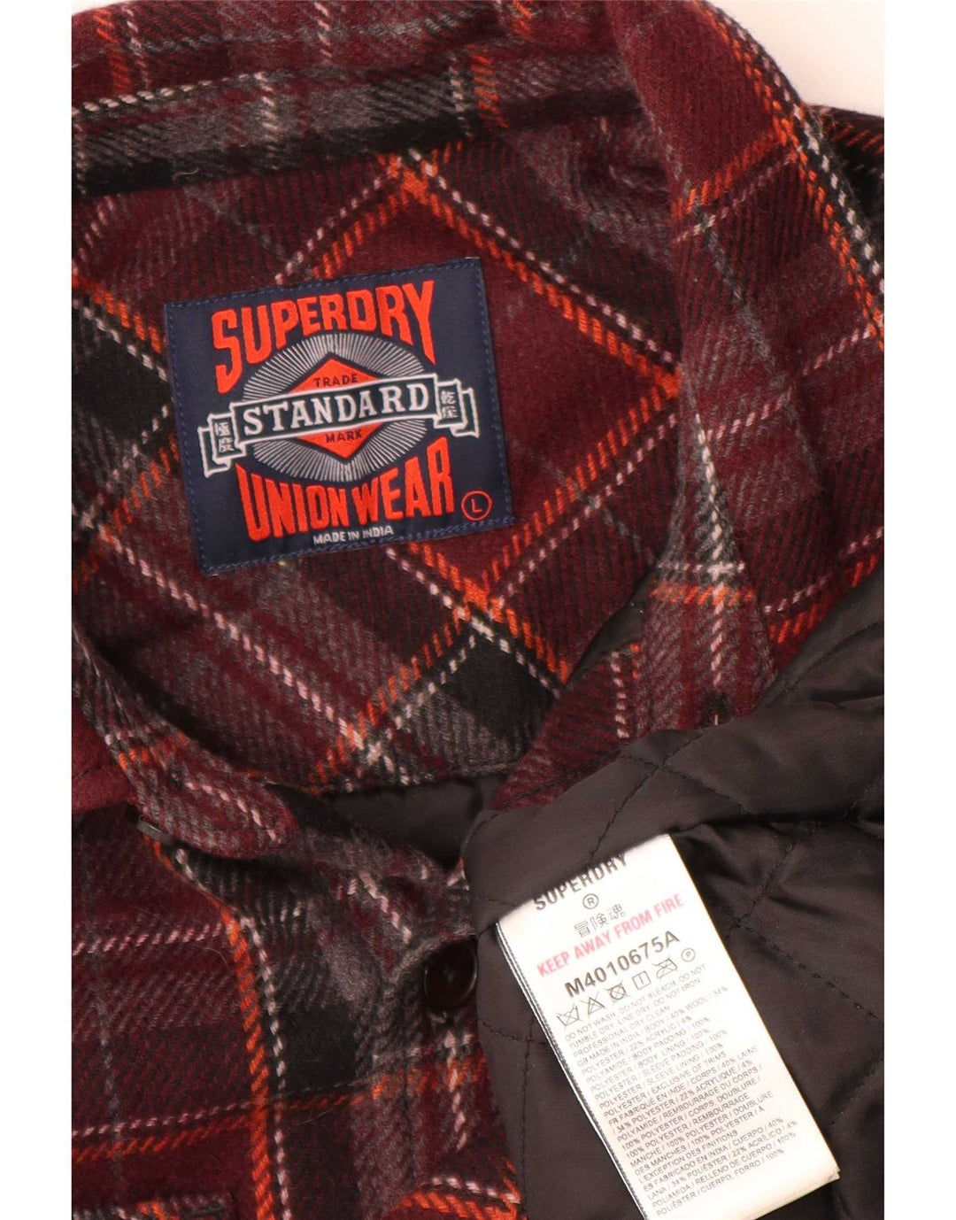 Superdry Surchemise en laine à carreaux bordeaux