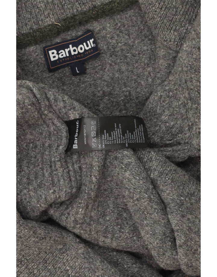 Barbour Pull à col zippé pour femme UK 16 Grande laine grise