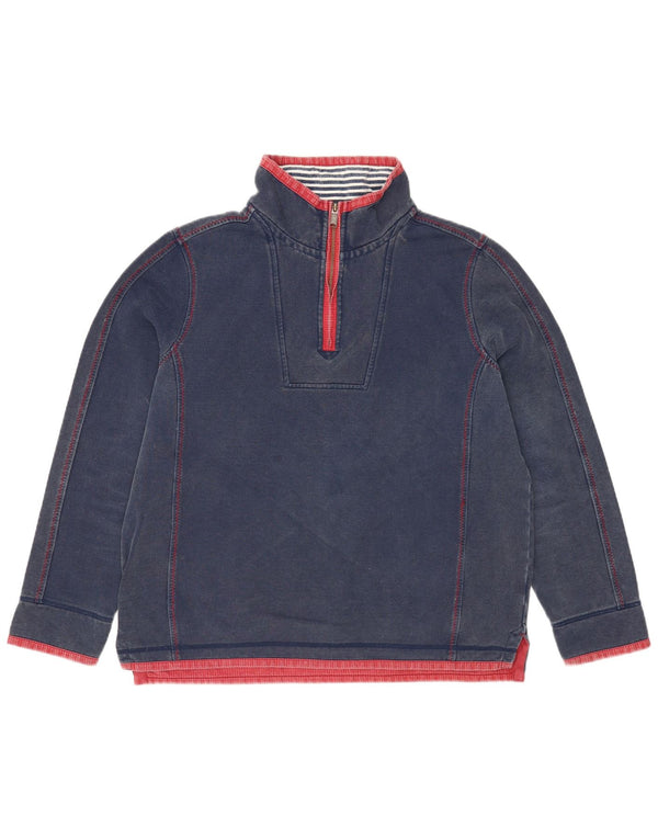 Fat Face Sweat-shirt à col zippé pour homme en coton color block Bleu marine Taille L