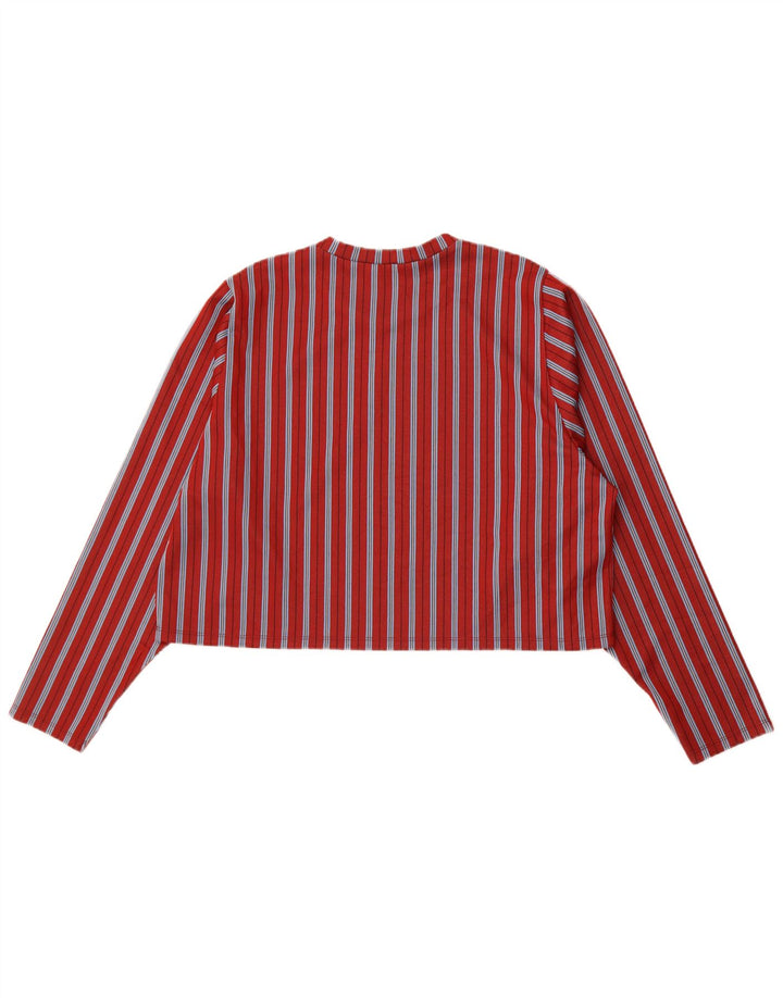 Zara Womens Crop Top Manches Longues UK 14 Medium Rouge Rayé