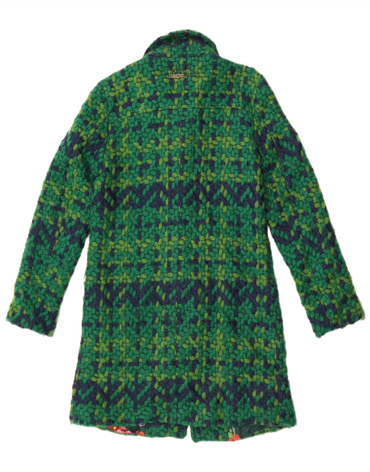 Desigual Manteau en tricot pour femme EU 36 Petit vert géométrique