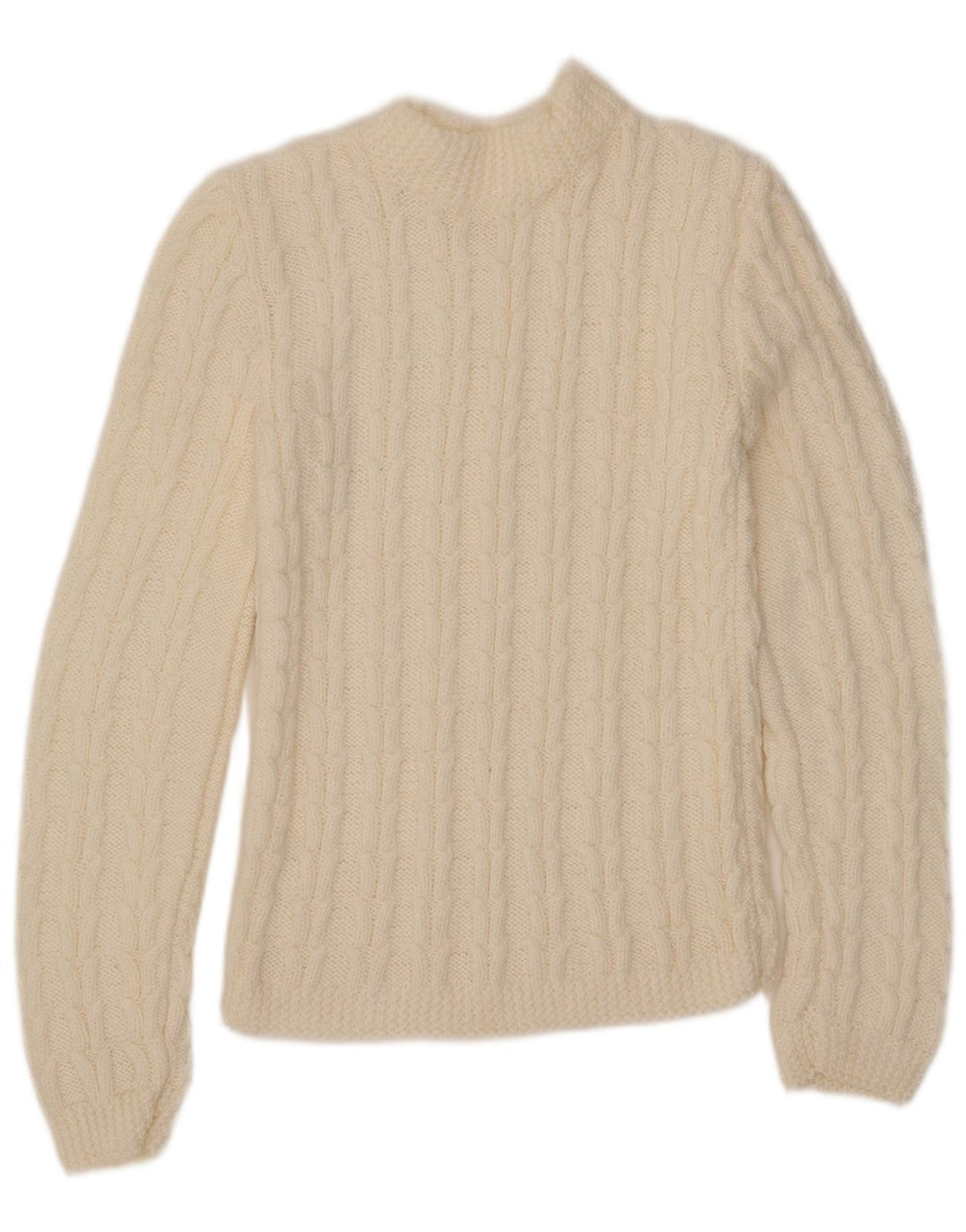 vintage Femmes Turtle Neck Jumper Pull UK 8 Petit Off White