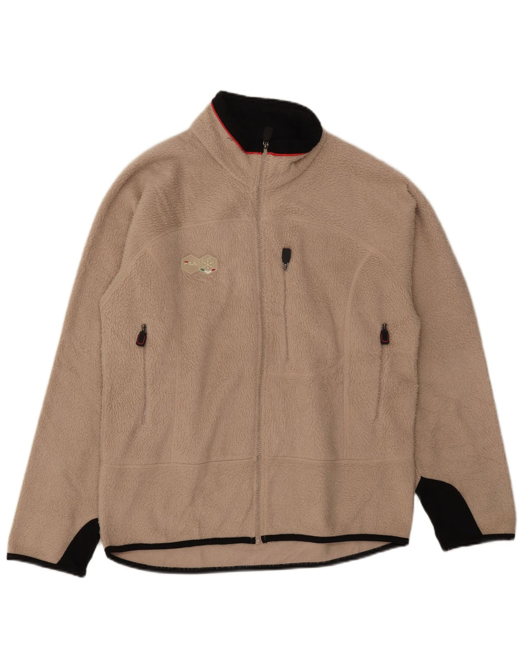 Fila Veste polaire pour homme UK 40 Large Beige Colourblock Polyester