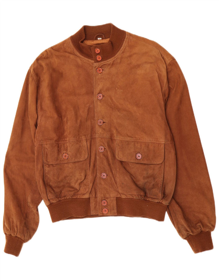 vintage Mens Suede Bomber Jacket IT 50 Grand Daim Brun