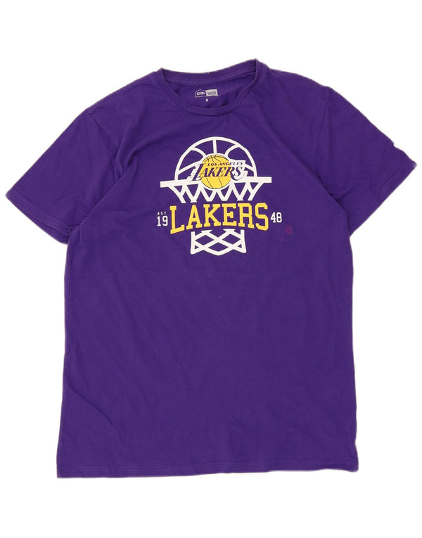 New Era Los Angeles Lakers Graphic T-Shirt Top Homme Violet Moyen Coton