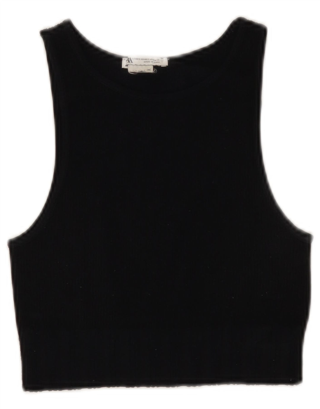 ZARA Femmes Crop Débardeur UK 4 XS Noir