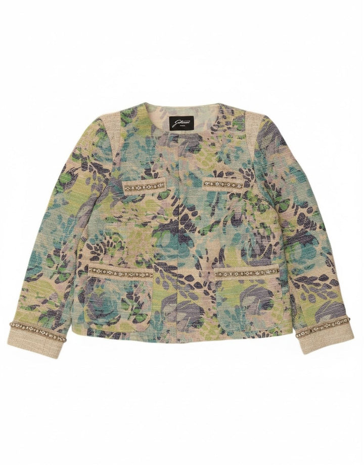 Gattinoni Veste Blazer Ouverte Femme UK 18 XL Multicolore Floral