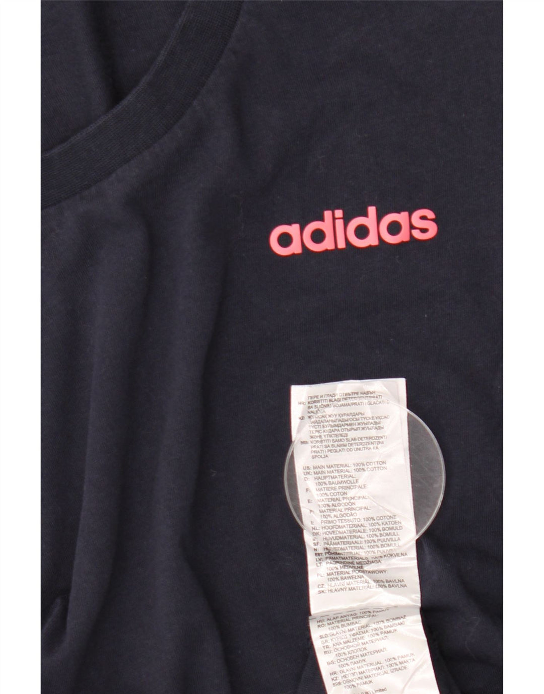 ADIDAS T-shirt pour femme UK 12 Bleu marine moyen Coton