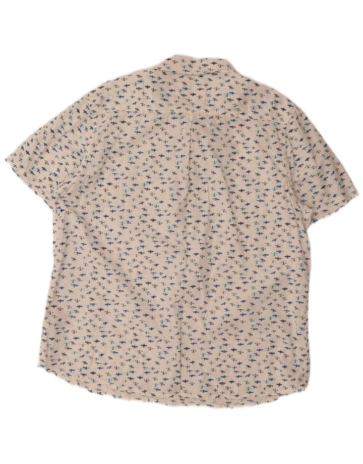 Weird Fish Chemise à manches courtes pour homme Motif abstrait XL Blanc Coton