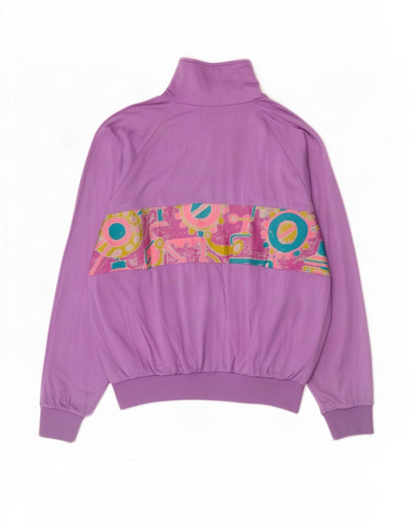 Aesse Veste de survêtement à motif abstrait pour femme UK 14 Violet moyen