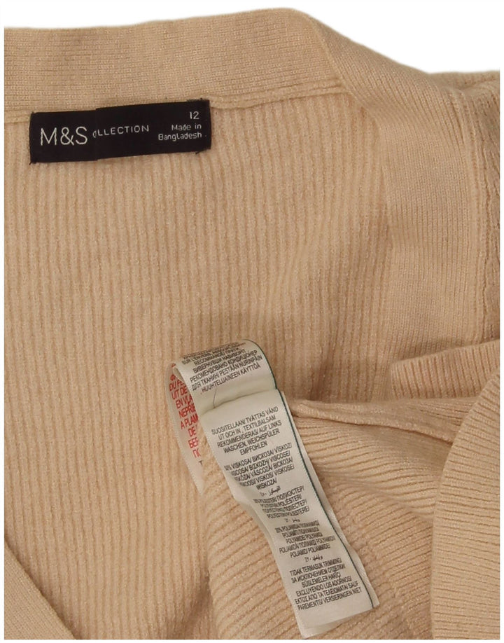 Marks & Spencer Pull cardigan court pour femme UK 12 Viscose beige moyen