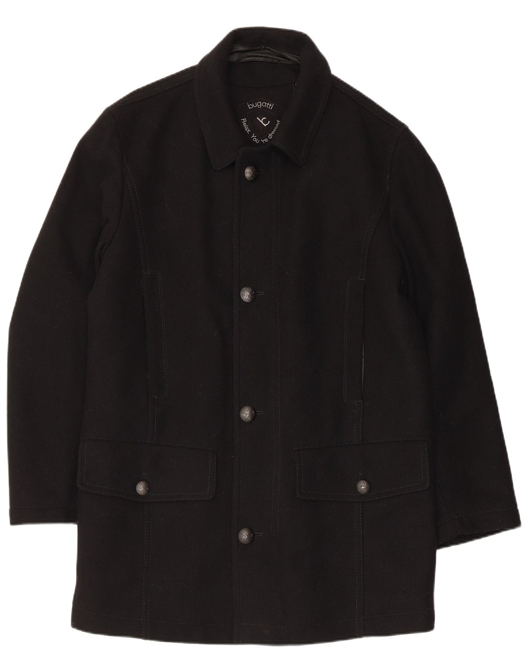 Bugatti Pardessus Homme IT 48 Laine Noir Moyen