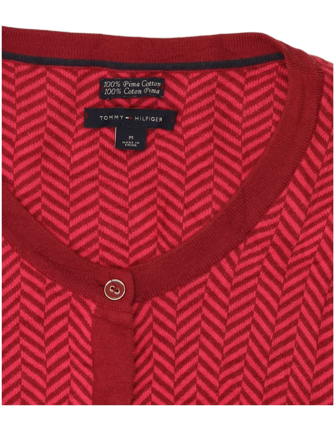 Tommy Hilfiger Cardigan pour femme en coton à chevrons rose moyen UK 14