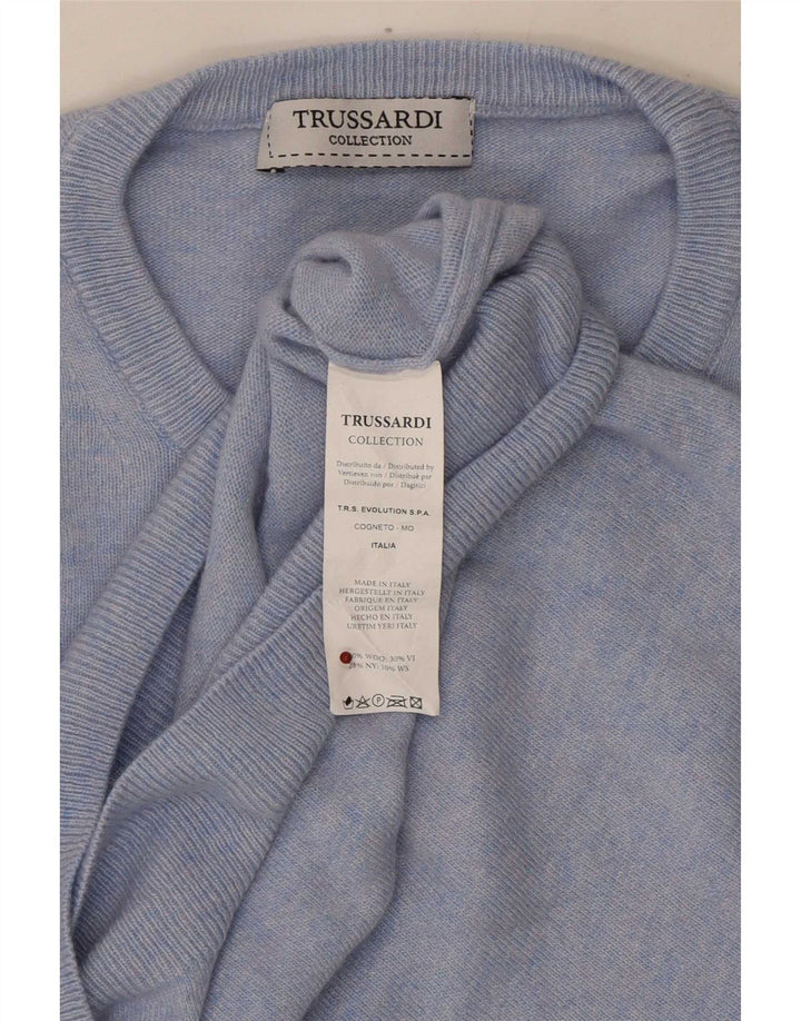 Trussardi Pull Col Ras Du Cou Laine Bleu Moyen |