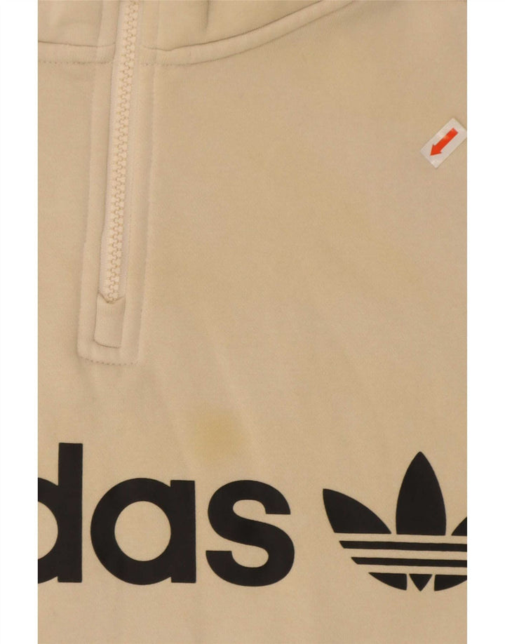 Adidas Sweat-shirt graphique surdimensionné pour femme UK 12 Beige moyen