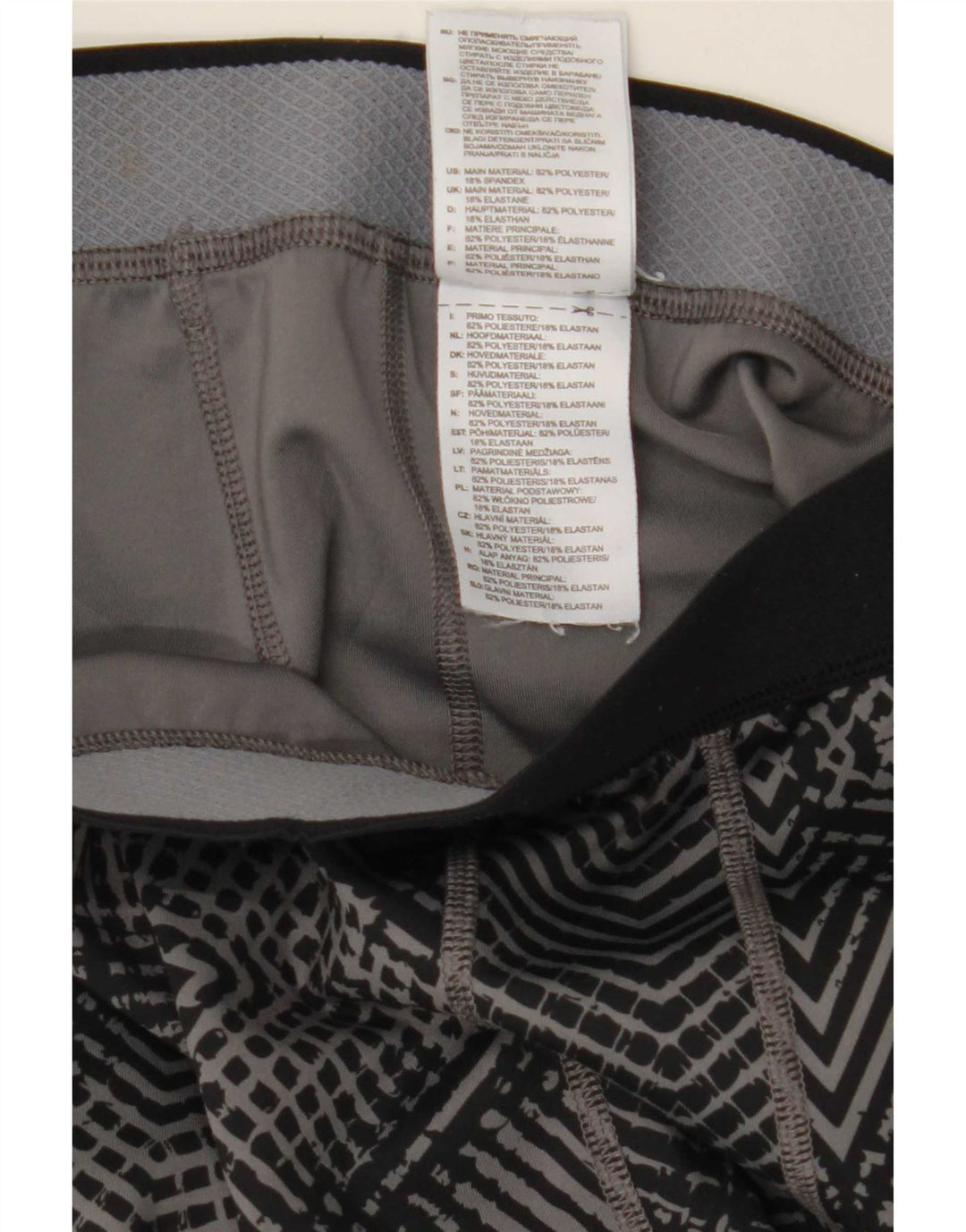 Adidas Femmes Capri Leggings UK 8 Petit Gris Géométrique Polyester