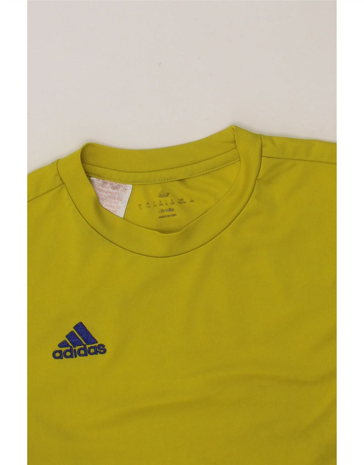 ADIDAS Boys Climalite T-Shirt Top 11-12 Years Large  Yellow Polyester Vintage Adidas and Second-Hand Adidas from Messina Hembry 