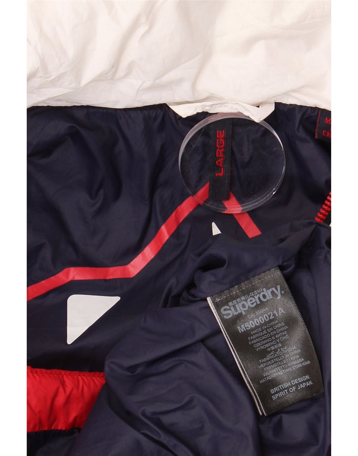 Superdry Veste matelassée à capuche pour hommes UK 40 Large Blanc Colorblock Polyester